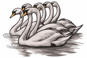 Graceful Swan Group Embroidery Design