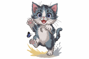 Gray Kitten Embroidery Design