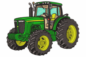 Green Tractor Embroidery Design