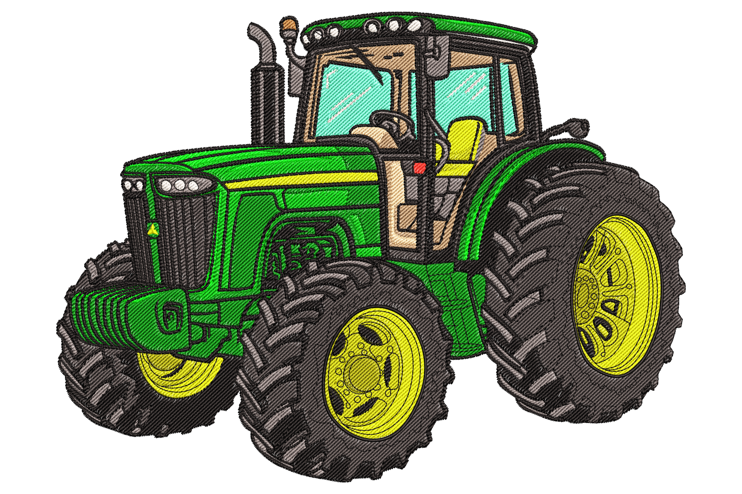 Green Tractor Embroidery Design