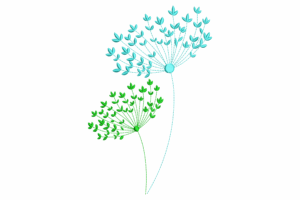 Green and Aqua Dandelion Embroidery Design