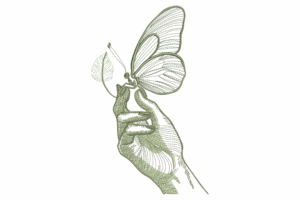 Hand Holding Butterfly Embroidery Design