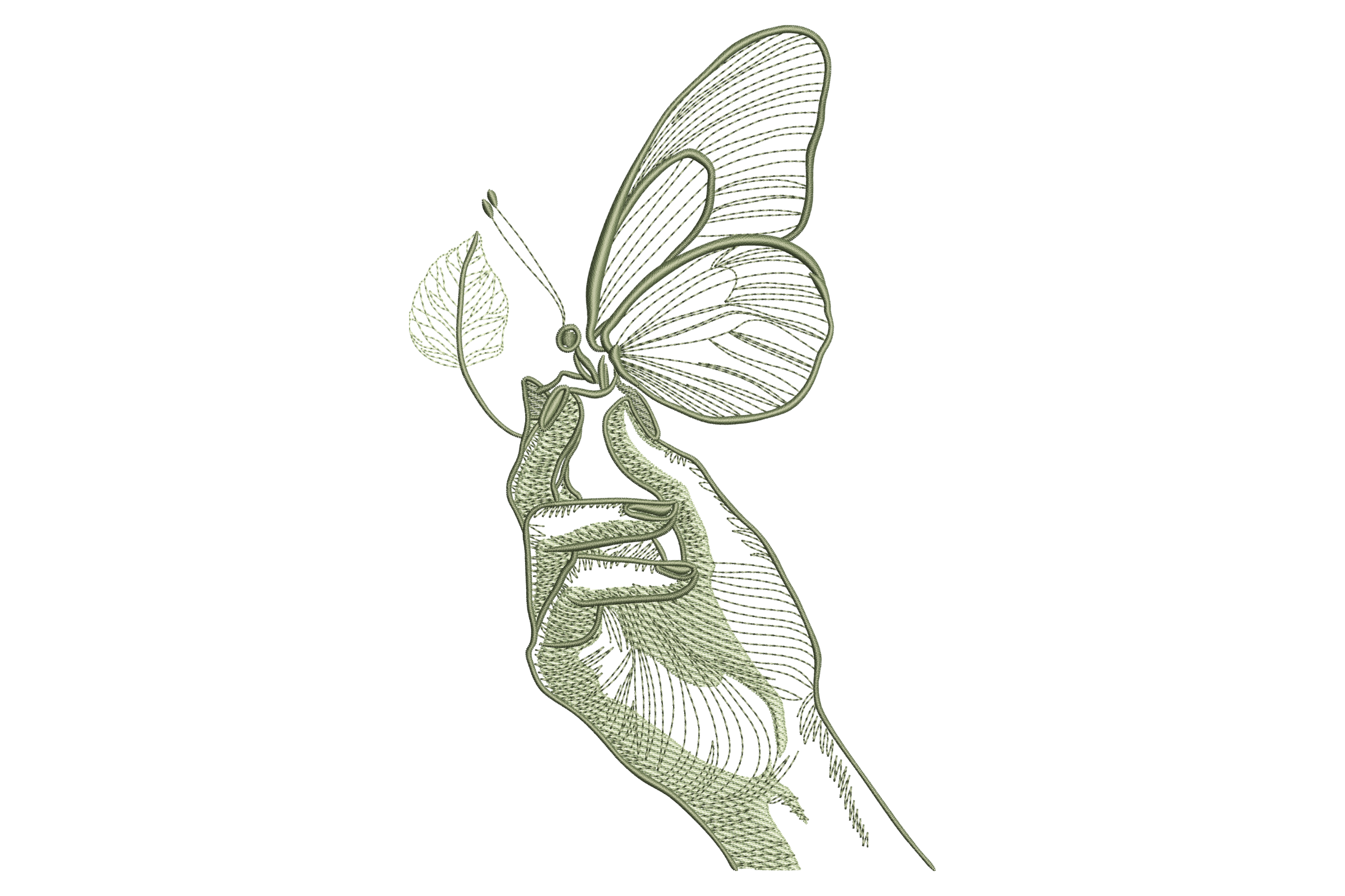 Free Hand Holding Butterfly Embroidery Design