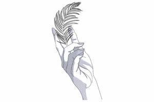 Hand Holding Feather Embroidery Design
