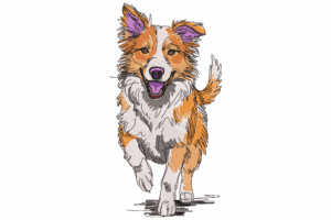 Happy Running Dog Embroidery Design