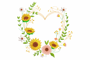 Heart Floral Wreath Embroidery Design