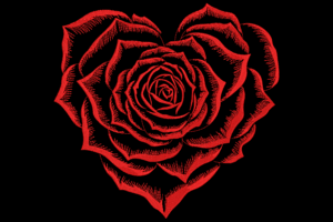 Heart Shaped Rose Embroidery Design
