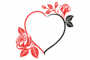 Heart and Roses Embroidery Design