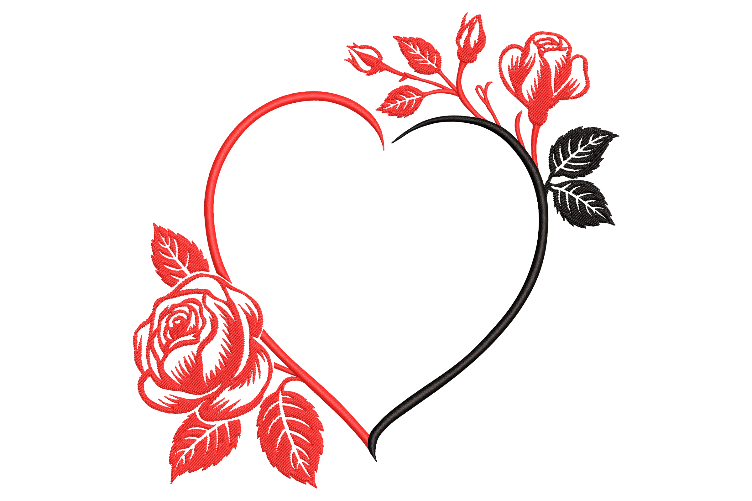 Heart and Roses Embroidery Design
