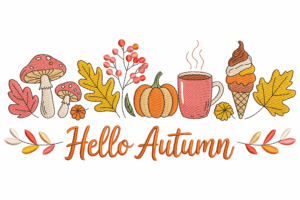 Hello Autumn Embroidery Design