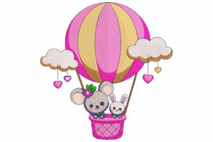 Hot Air Balloon Embroidery Design