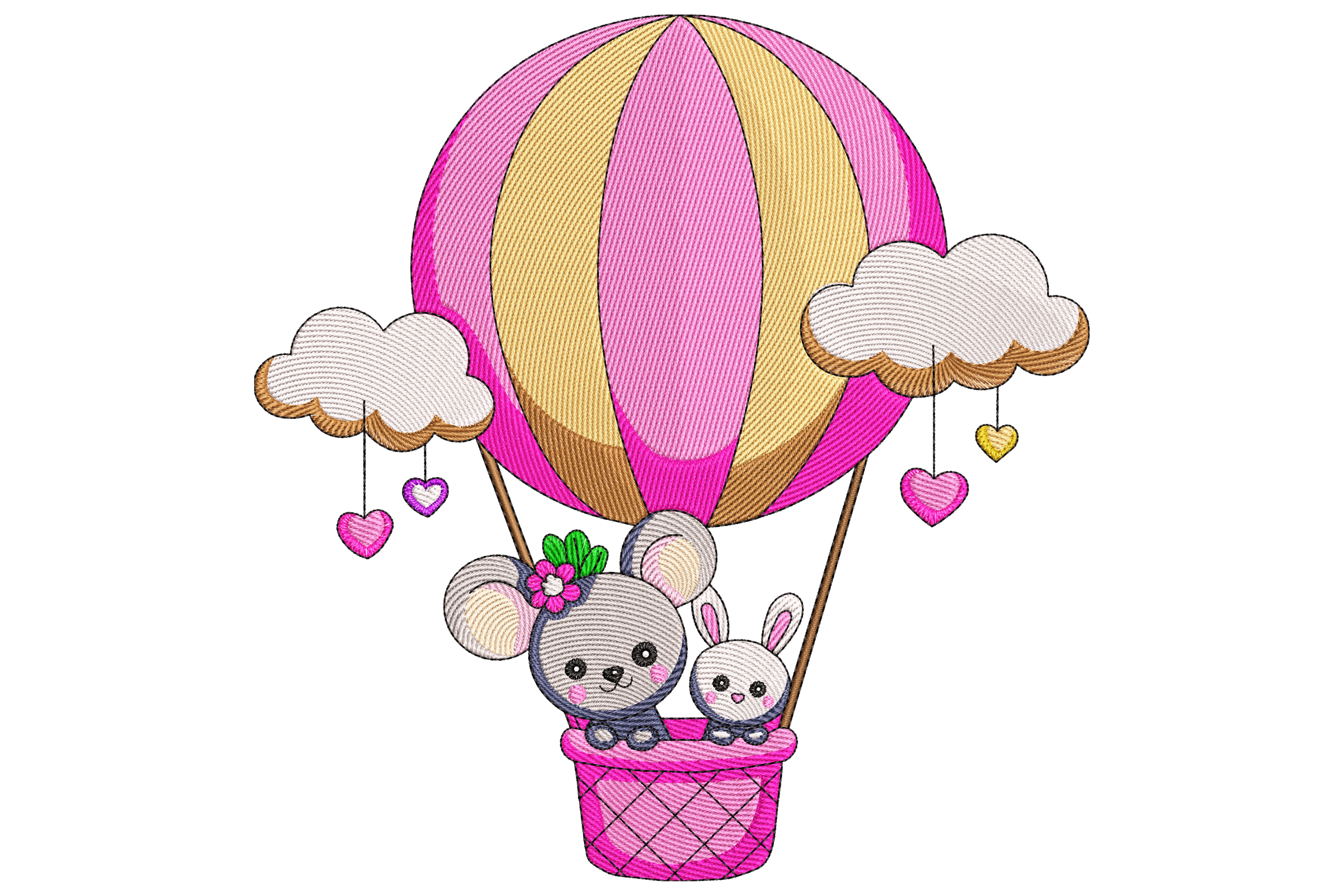 Hot Air Balloon Embroidery Design