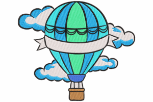 Hot Air Balloon in the Clouds Embroidery Design