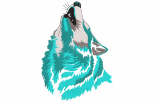 Howling Wolf Silhouette Embroidery Design