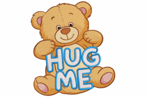 Hug Me Teddy Bear Embroidery Design