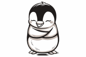 Hugging Penguin Embroidery Design
