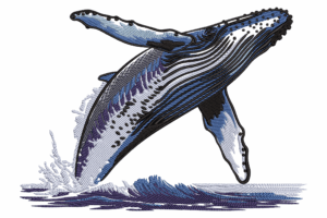 Humpback Whale Machine Embroidery Design