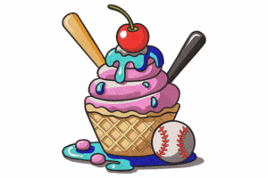 Ice Cream Baseball Embroidery Design