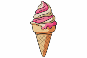 Ice Cream Cone Swirl Embroidery Design