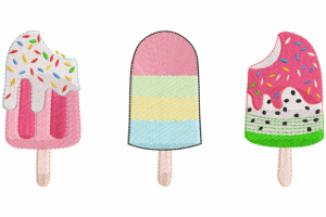 Ice Cream Popsicles Embroidery Design