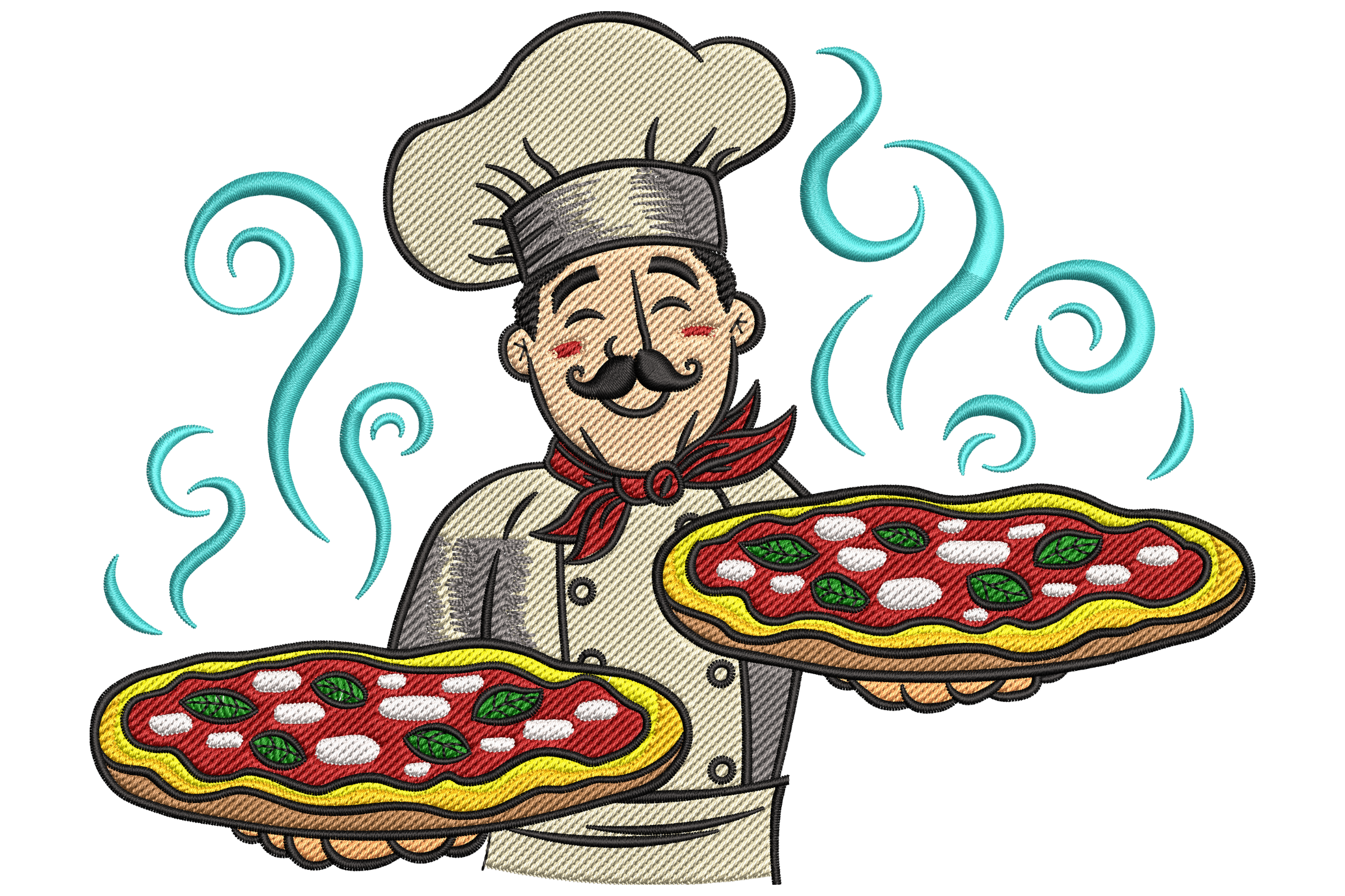 Italian Chef with Pizza Embroidery Design