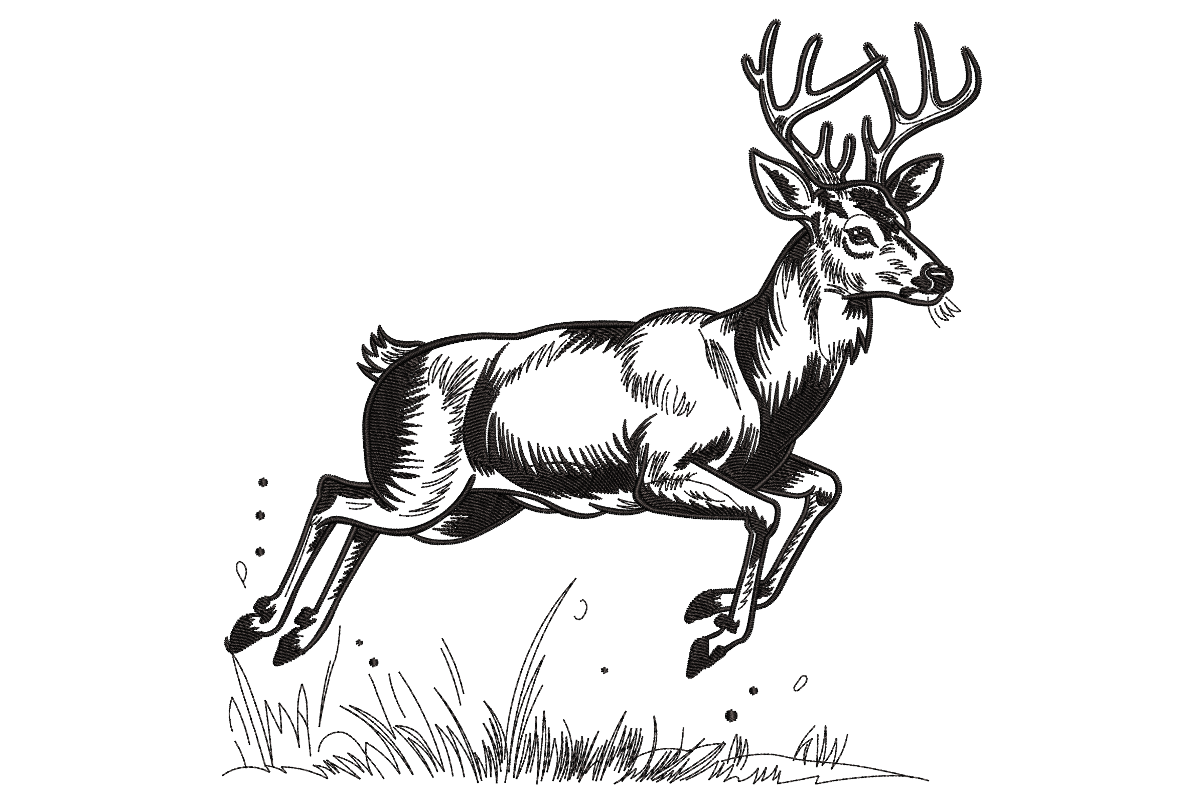 Jumping Deer Embroidery Design