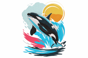 Jumping Orca Whale Embroidery Design