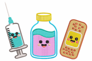 Kawaii Medical Trio Embroidery Design