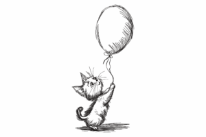 Kitten Balloon Embroidery Design