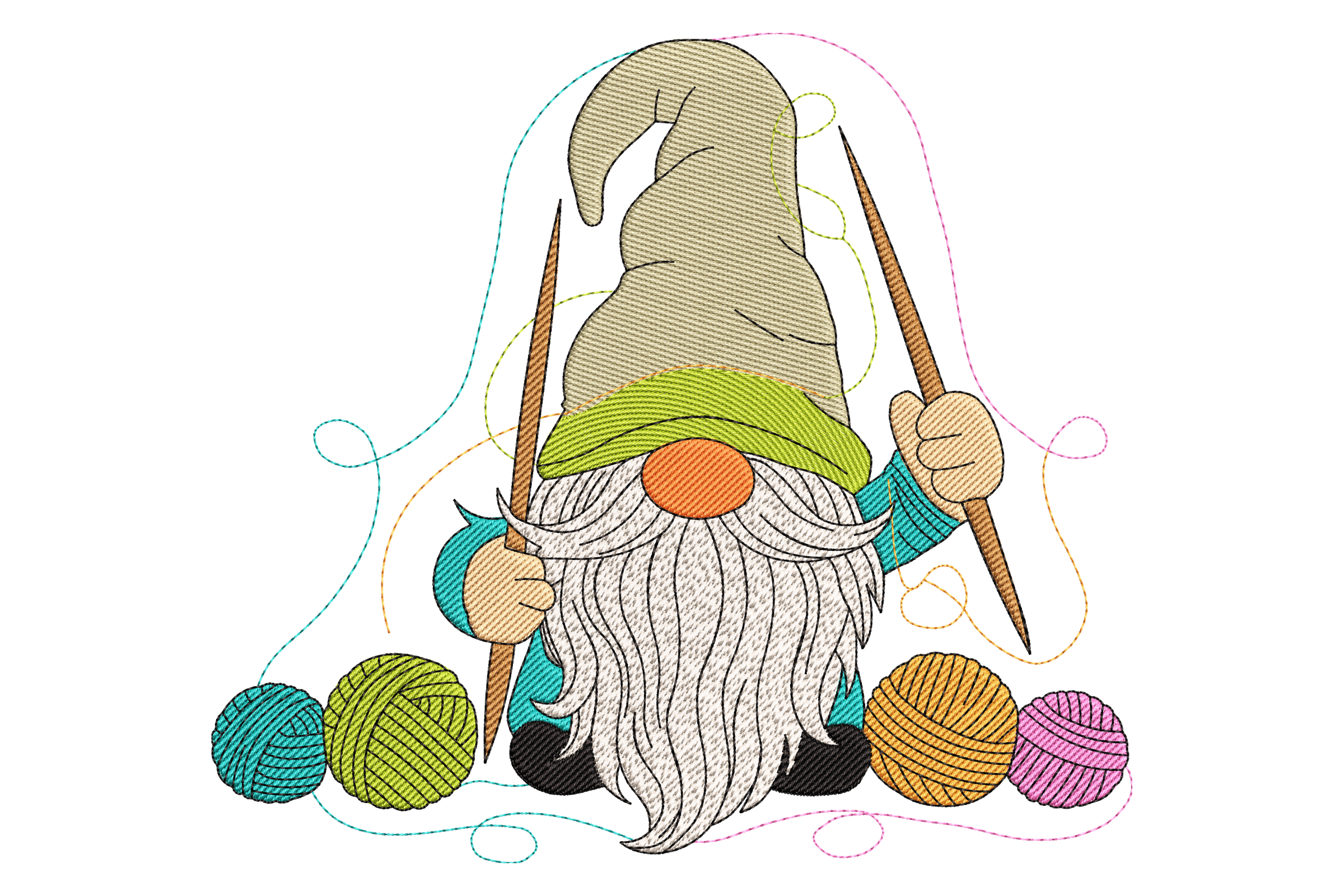 Knitting Gnome Embroidery Design