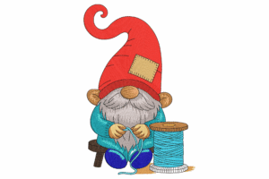 Knitting Gnome Machine Embroidery Design