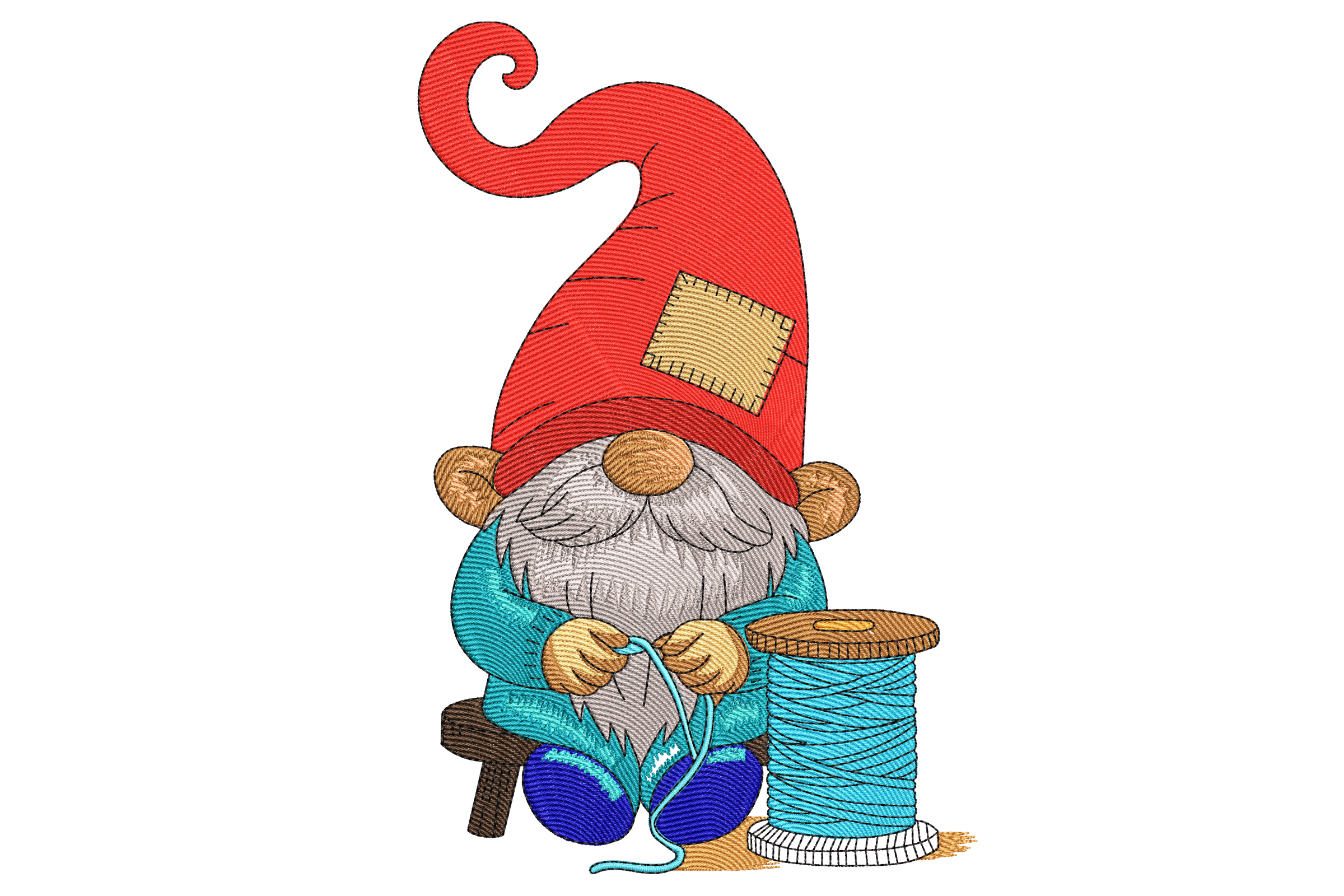 Knitting Gnome Machine Embroidery Design