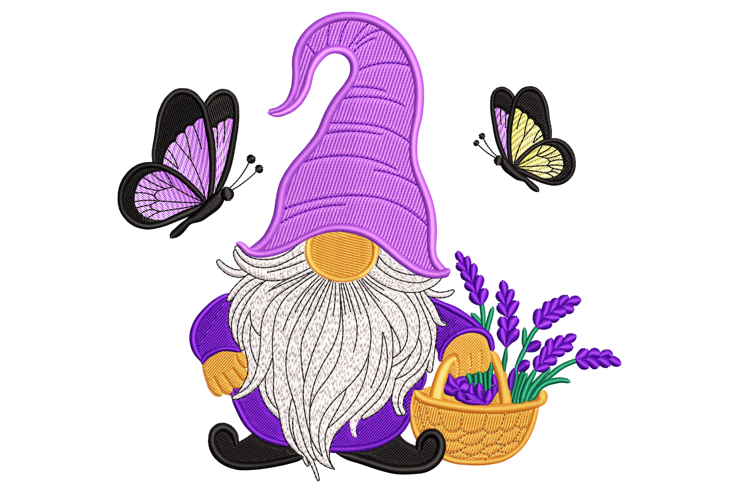 Lavender Gnome Machine Embroidery Design