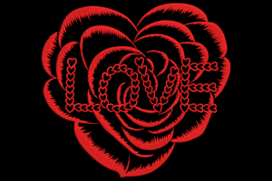 Love Word Rose Embroidery Design