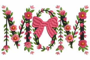 MOM Floral Word Embroidery Design