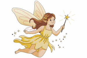 Magical Fairy with Wand Embroidery Design