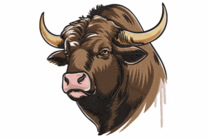 Majestic Bull Head Embroidery Design