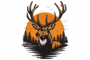 Majestic Deer in Forest Embroidery Design