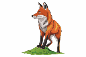 Majestic Fox Standing on Grass Embroidery Design