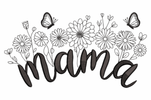 Mama with Daisies and Butterflies Embroidery Design