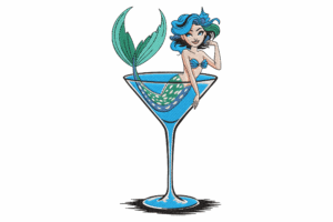 Mermaid in Martini Glass Embroidery Design