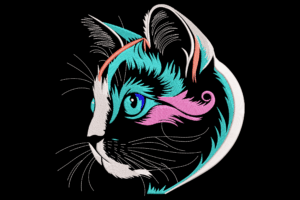Modern Cat Face Embroidery Design