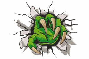 Monster Claw Wall Break Embroidery Design
