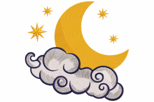 Moon Stars and Cloud Embroidery Design