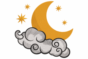 Moon and Stars Embroidery Design