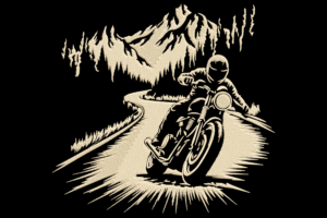 Mountain Road Motorbike Embroidery Design