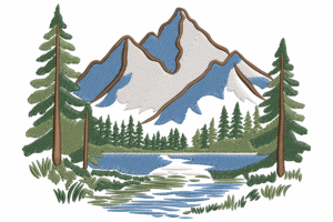 Mountain Scene Embroidery Design