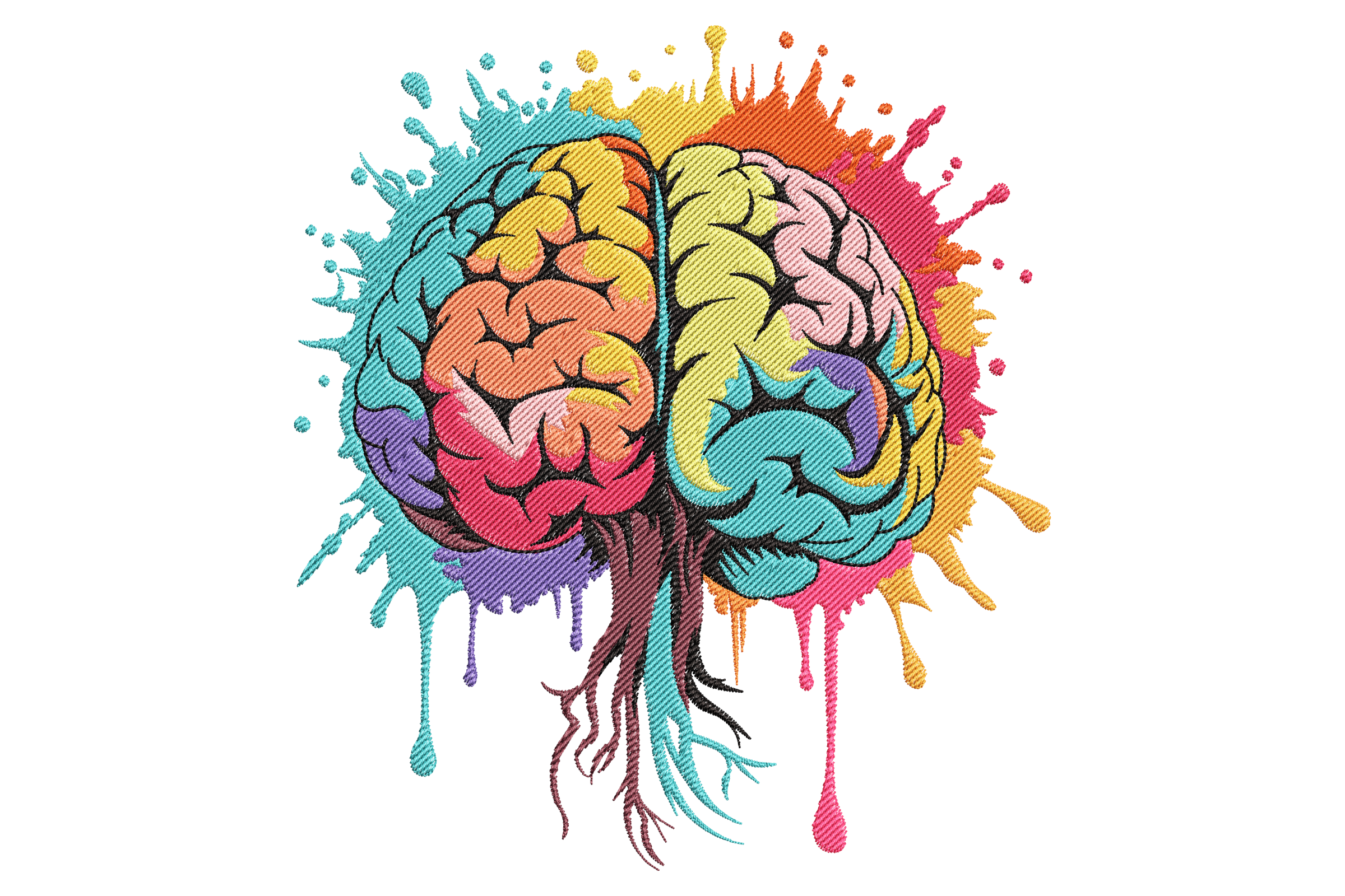 Multicolor Brain Machine Embroidery Design
