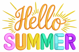 Multicolor Hello Summer Embroidery Design
