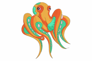 Multicolor Octopus Machine Embroidery Design